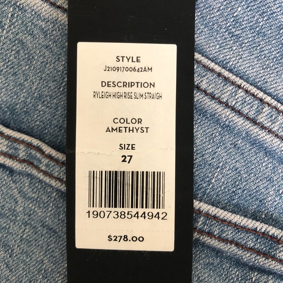 Veronica Beard Ryleigh Slim Straight Leg Jean, Amethyst Wash, Size 27 NWT - Picture 3 of 13